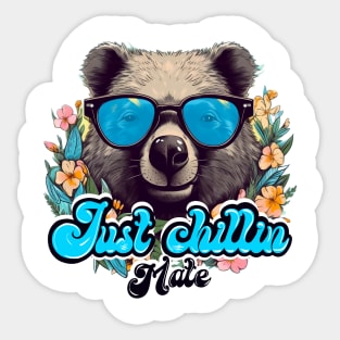 Just Chilling Mate Funny Wombat Lover Sticker